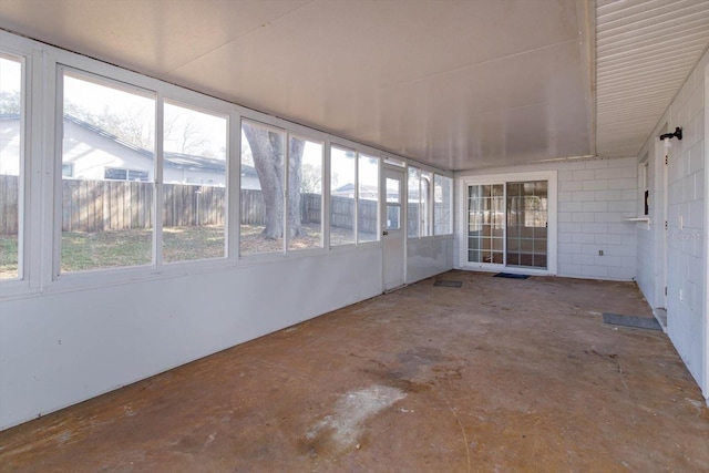 view of unfurnished sunroom