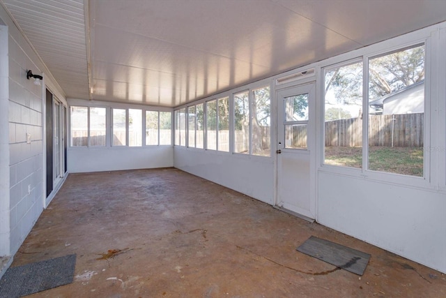 view of unfurnished sunroom