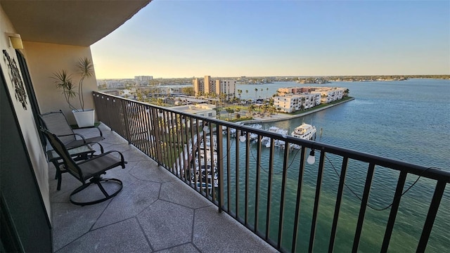 balcony with a water view