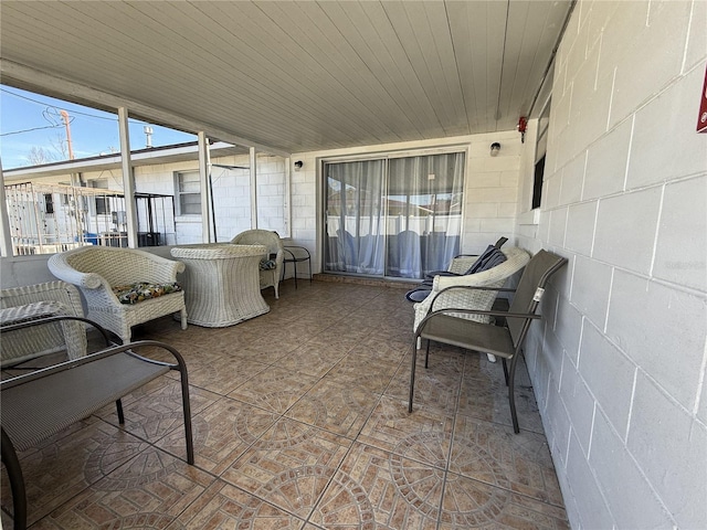 sunroom / solarium with wooden ceiling