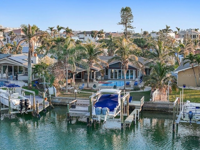 view of dock featuring a water view