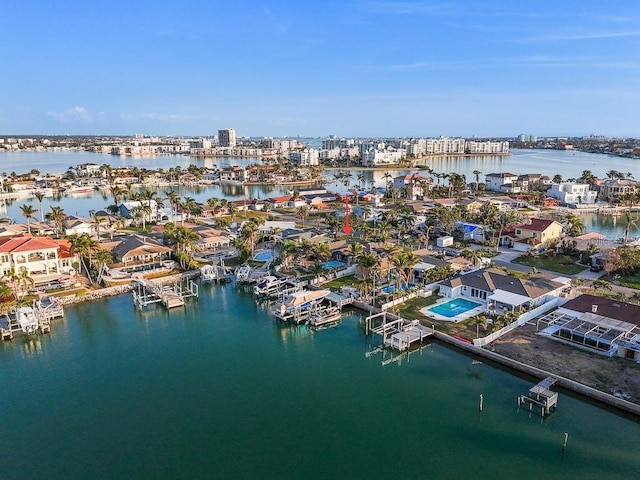 bird's eye view featuring a water view