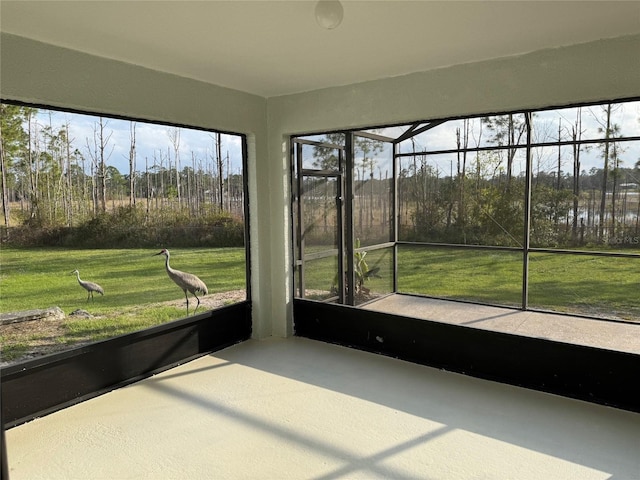 view of unfurnished sunroom