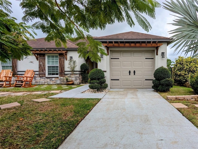 view of front of property with a garage