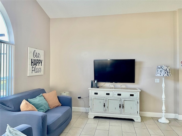 view of tiled living room