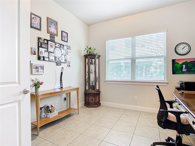 office area featuring light tile patterned floors