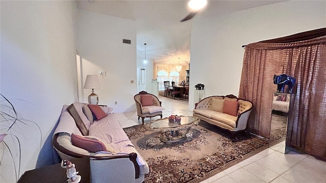 view of tiled living room