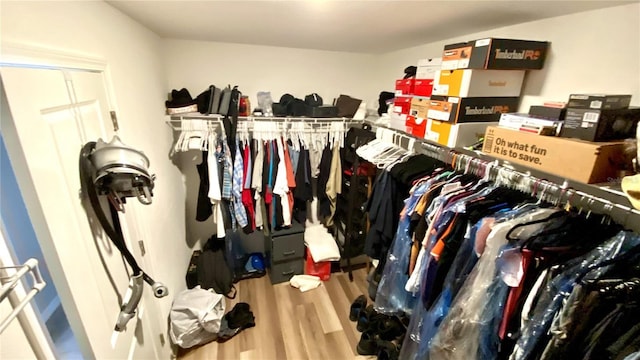 walk in closet featuring hardwood / wood-style flooring