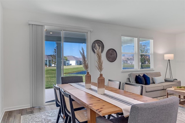 dining room with light hardwood / wood-style floors