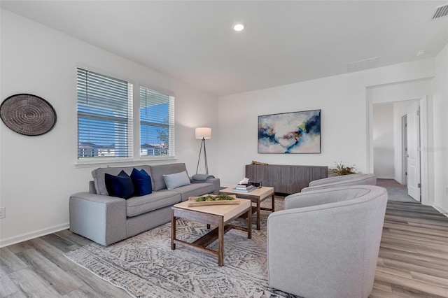 living room with hardwood / wood-style floors