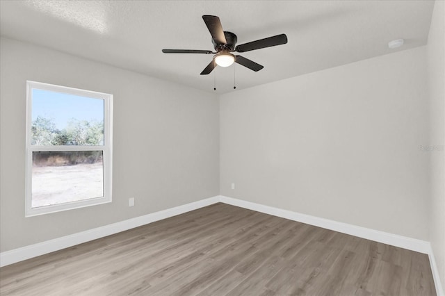 unfurnished room featuring light hardwood / wood-style floors and ceiling fan