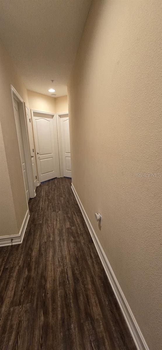 hallway featuring dark hardwood / wood-style floors