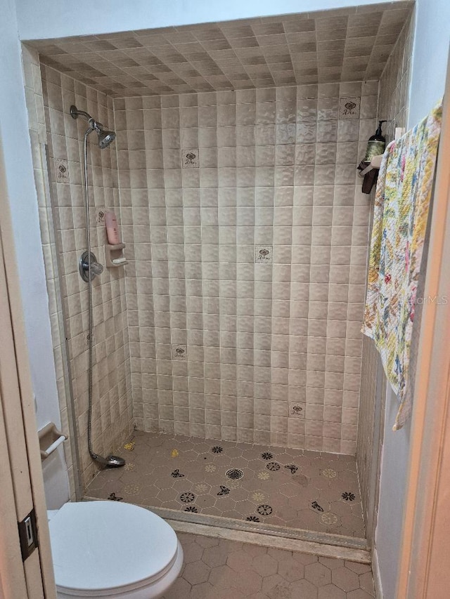 bathroom featuring toilet and tiled shower