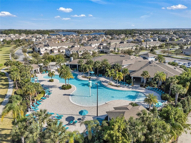 view of swimming pool with a patio area