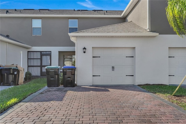 exterior space featuring a garage