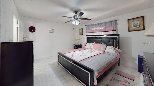 bedroom featuring ceiling fan