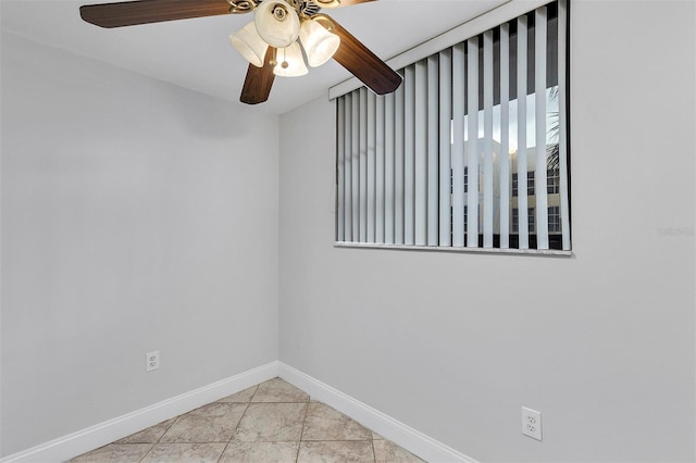 unfurnished room with ceiling fan