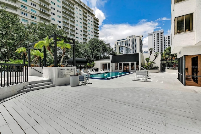 view of pool with a gazebo and a patio area