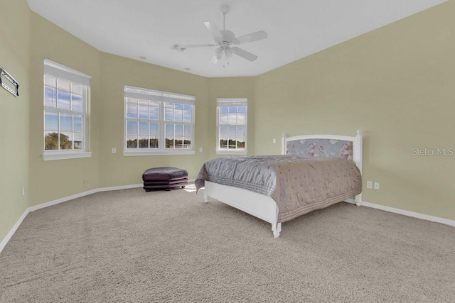 bedroom with carpet floors and ceiling fan