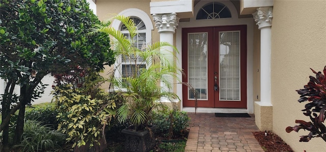 doorway to property featuring french doors