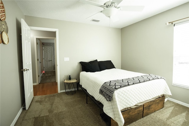 bedroom with carpet and ceiling fan