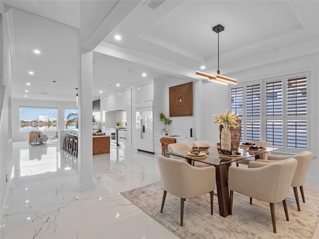 dining room featuring a raised ceiling