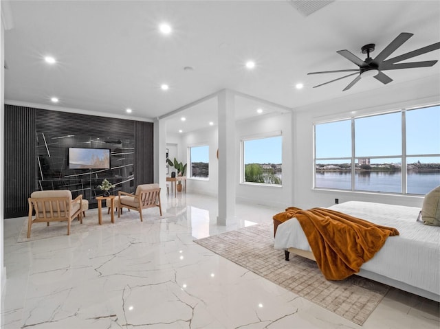 bedroom with a water view