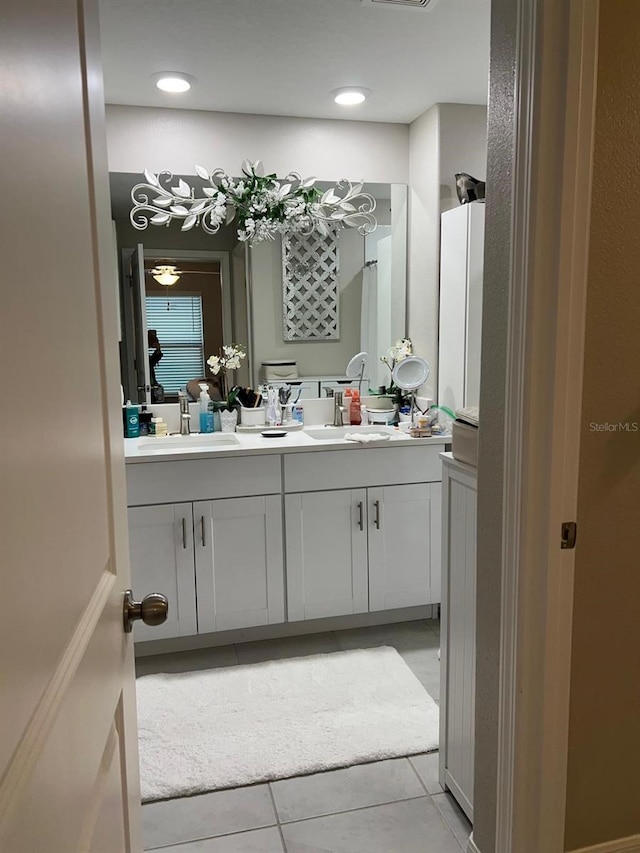 bathroom featuring vanity and tile patterned floors