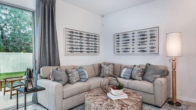 living room featuring a baseboard radiator