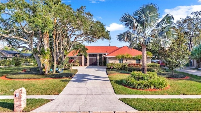 view of front of home featuring a front lawn