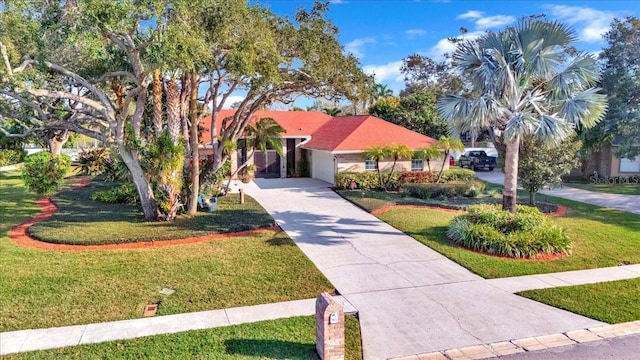 view of front of property with a front lawn