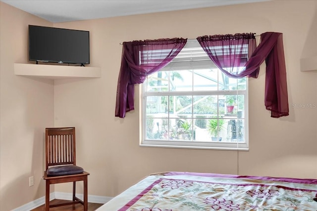 bedroom with hardwood / wood-style flooring