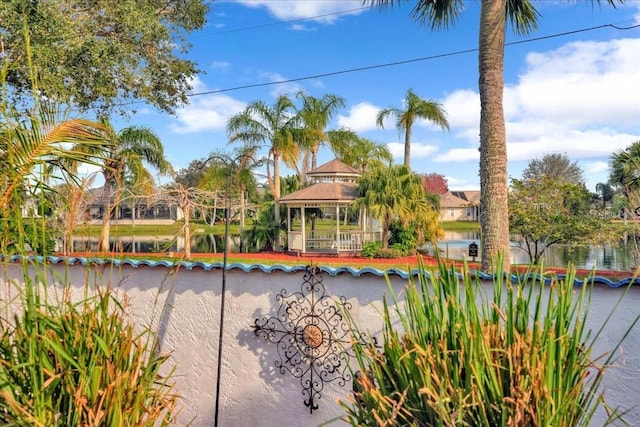 view of swimming pool featuring a gazebo