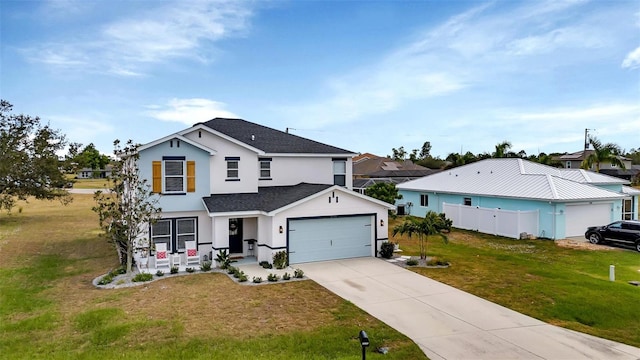 view of front facade with a front yard