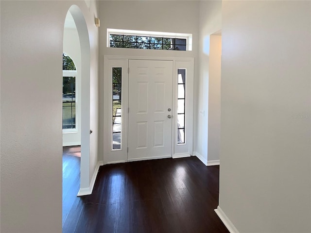 entryway with dark hardwood / wood-style floors