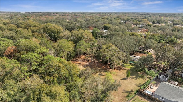 bird's eye view featuring a view of trees