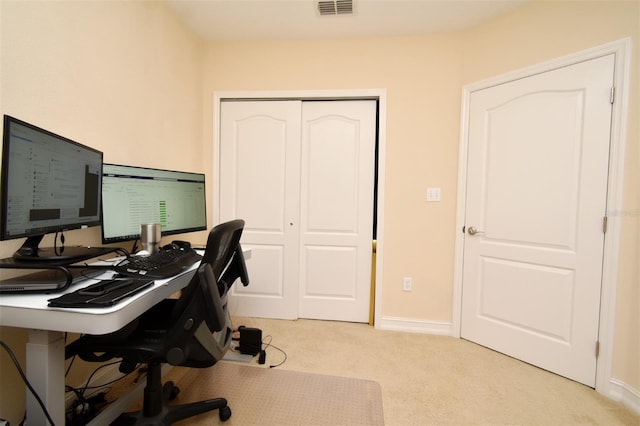 office area with light colored carpet