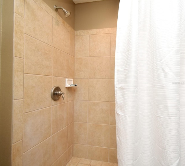 bathroom featuring a shower with shower curtain