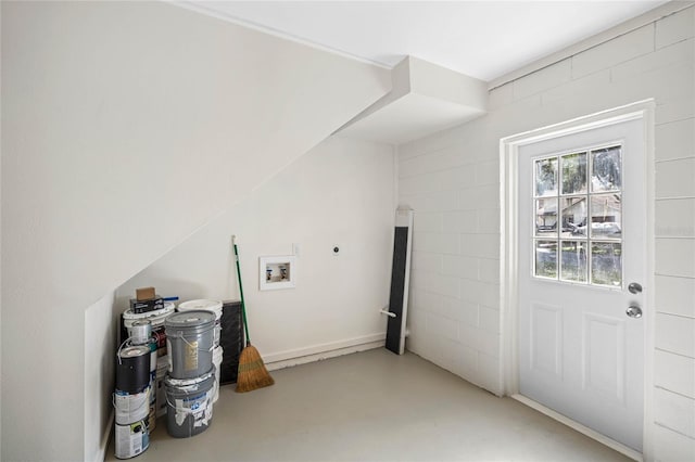 interior space featuring laundry area, hookup for a washing machine, and electric dryer hookup