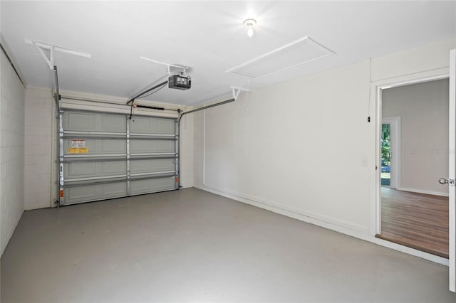 garage with a garage door opener