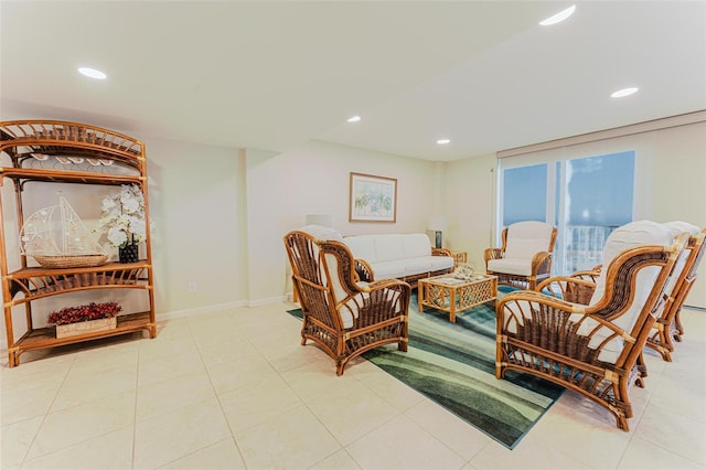 view of tiled living room