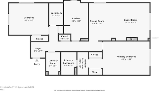 111 S Atlantic Ave Unit 301, Ormond Beach, FL 32176 - floor plan / room layout