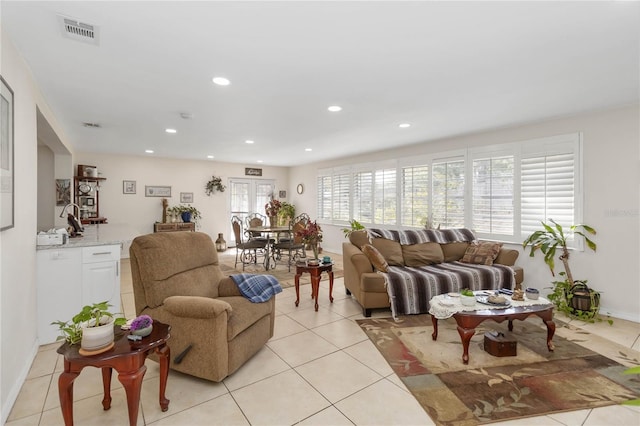 view of tiled living room