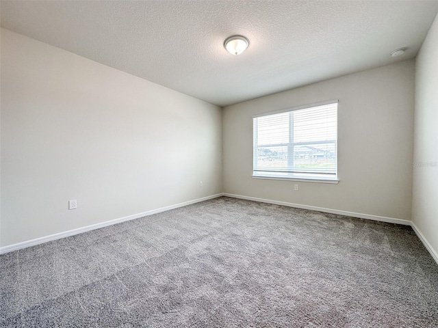 spare room featuring a textured ceiling and carpet flooring