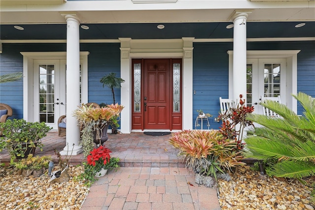 property entrance with a porch