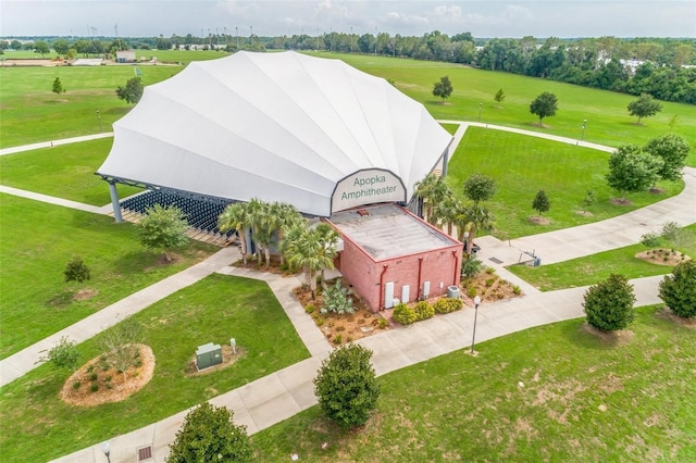 birds eye view of property featuring a rural view