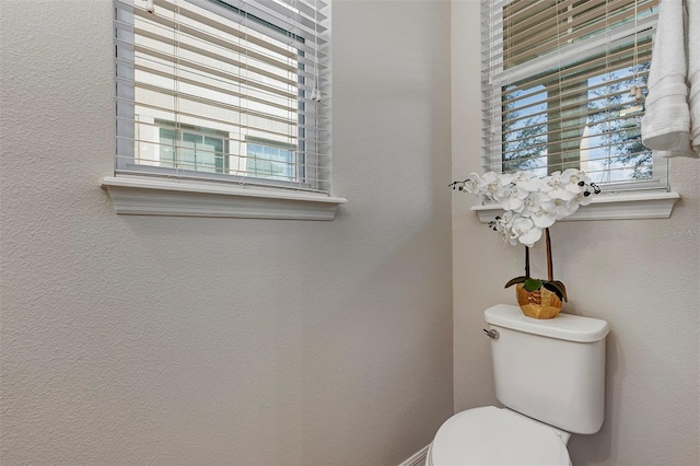 bathroom featuring a healthy amount of sunlight and toilet