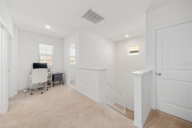 view of carpeted home office