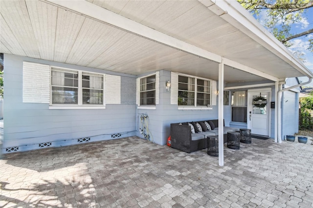 view of patio featuring an outdoor living space