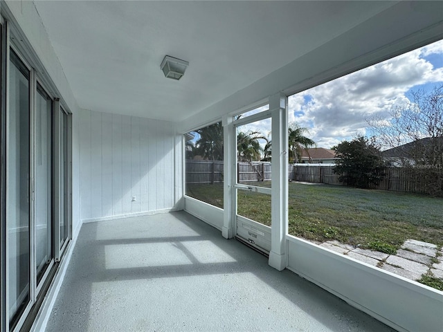 view of unfurnished sunroom